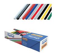50 DORSI PIATTI IN PLASTICA DI ALTA QUALITA' BIANCHI 8 MM PER RILEGATURA DORSI DORSETTI LISTELLI capacità 80 ff - confezione da 50 pz