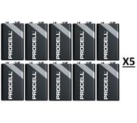 50 DURACELL PROCELL 9V 6LR61 PC1604 ALCALINA INDUSTRAL PROFESSIONAL