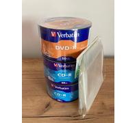 50 DVD -R VERBATIM VERGINI 4,7 G +100 CD VERBATIM 700MB + 100 BUSTE
