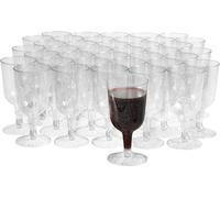 50 Eleganti Bicchieri da Vino in Plastica Rigida Trasparente con Glitter argento