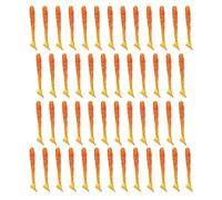 50 esche da pesca a forma di T in plastica morbida, colore arancione, adatte per catturare spigole, trote, salmoni