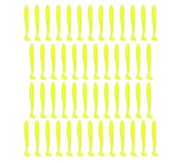 50 esche in plastica morbida gialla, coda a T, punteruolo, vermi, esca, accessori per pesci, ideali per catturare persici, trote, salmoni