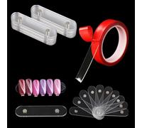 50 espositori magnetici per nail art in acrilico trasparente, supporto magnetico per unghie a pressione, con nastro biadesivo in cristallo rotondo da 9,8 m
