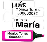 50 Etichette Adesive Personalizate per contrassegnare libri e portapranzo. Misura 6 x 2 cm. (Bianco)