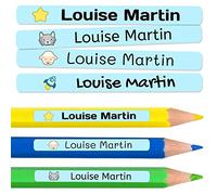 50 etichette adesive personalizzate per matite, penne e pennarelli. Adesivi scolastici con nome per contrassegnare gli oggetti. Adesivi impermeabili per scuola. Misura 4,6 x 0,6 cm
