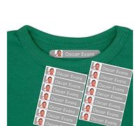 50 Etichette di abbigliamento personalizzate con foto o immagine, per contrassegnare qualsiasi capo con l'aiuto del ferro da stiro. 6 x 1 cm. Colore grigio scuro