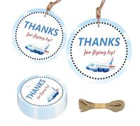 50 etichette di ringraziamento per aeroplano per feste di compleanno, bomboniera blu rotonda Thank You for Flying da etichette regalo per aereo a tema compleanno baby shower decorazioni bomboniere