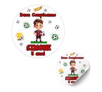 50 Etichette Tag adesivi Personalizzati COMPLEANNO Calcio Chiudipacco Sacchetti Bomboniere Scatoline Portaconfetti per compleanno (Milan)