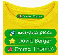 50 Etichette Termoadesive Personalizzate 6 x 1 cm. Per Vestiti e Uniformi. Lavabili in Lavatrice e Asciugatrice. Scuole, Asili, Residenze, Ospedali. Verde Scuro