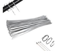 50 fascette stringicavo in acciaio da 4,6/7,9 mm, resistenti, autobloccanti, fascette di scarico con chiusura a zip, multiuso
