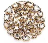 50 fibbie a forma mista glitterate da cucire su vetro strass artiglio fibbie fai da te decorazione di nozze borse abbigliamento scarpe accessori, 50Pcs, Vetro, Cristallo