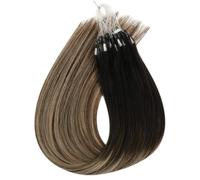 50 fili/1 confezione di estensioni invisibili dei capelli umani, micro perline ad anello for capelli corti e lisci for le donne(1B-4-18,14 inch)