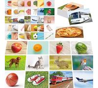 50 flashcard per sostantivo, carte fotografiche con immagini e parole, strumento di apprendimento linguistico per autismo, materiali didattici ESL per adulti, costruttore di vocabolario per bambini