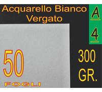 50 FOGLI CARTA ACQUARELLO BIANCO X STAMPANTI LASER INKJET A4 300GR