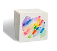 50 fogli di carta ad acquerello quadrata, 10 x 10 cm, in cotone ispessito, 300 g, colore bianco, per pittura, artisti, adulti, studenti
