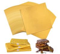50 fogli di carta da imballaggio in oro, carta per Dubai Cioccolatini, 30×30cm, include 60 adesivi di chiusura, adatta per caramelle,confezioni regalo stile Dubai,DIY artigianal(Superficie liscia)