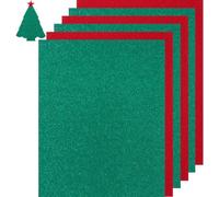 50 fogli di cartoncino glitterato spesso, per feste di compleanno, artigianato e inviti (Natale verde rosso, 21 x 28 cm)