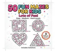 50 Fun Mazes for Kids: Easy, Medium & Hard Levels - Brain Teaser Activity Book: Puzzle Games with Solutions for Ages 4 - 12