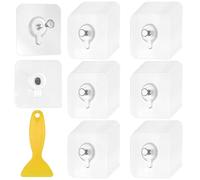 50 ganci autoadesivi da parete, per appendere senza fori, adesivi da parete, con 1 raschietto in plastica per cornici, poster e foto