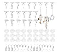 50 ganci da soffitto autoadesivi da soffitto, trasparenti, senza fori, per appendere al soffitto, con clip per asta per bandiera, per soffitto, camera da letto, cucina, bagno, porte