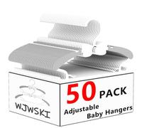 50 grucce appendiabiti per bambini, 29-37 cm, impilabili, con supporto per pantaloni, salvaspazio, in plastica antiscivolo