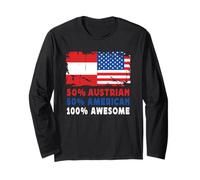 50% Half Austrian Half American 100% Awesome Austria Flag Maglia a Manica