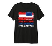 50% Half Austrian Half American 100% Awesome Austria Flag Maglietta Premium