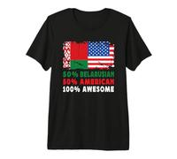 50% Half Belarusian Half American 100% Awesome Belarus Flag Maglietta Premium