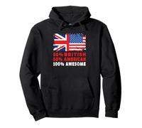 50% Half British Half American 100% Awesome UK Flag Felpa con Cappuccio