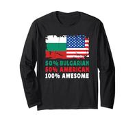 50% Half Bulgarian Half American 100% Awesome Bulgaria Flag Maglia a Manica