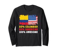 50% Half Colombian Half American 100% Awesome Colombia Flag Maglia a Manica