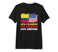 50% Half Colombian Half American 100% Awesome Colombia Flag Maglietta Premium