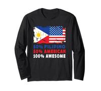 50% Half Filipino Half American 100% Awesome Philippines Maglia a Manica