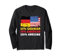 50% Half German Half American 100% Awesome Germany Flag Maglia a Manica