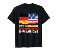 50% Half German Half American 100% Awesome Germany Flag Maglietta