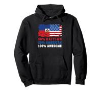 50% Half Haitian Half American 100% Awesome Haiti Flag Felpa con Cappuccio