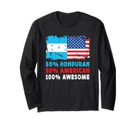 50% Half Honduran Half American 100% Awesome Honduras Flag Maglia a Manica