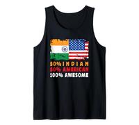 50% Half Indian Half American 100% Awesome India Flag Canotta