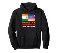 50% Half Indian Half American 100% Awesome India Flag Felpa con Cappuccio