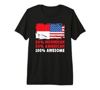 50% Half Indonesian American 100% Awesome Indonesia Flag Maglietta Premium