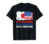 50% Half Japanese Half American 100% Awesome Japan Flag Maglietta