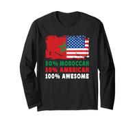 50% Half Moroccan Half American 100% Awesome Morocco Flag Maglia a Manica