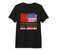 50% Half Moroccan Half American 100% Awesome Morocco Flag Maglietta Premium