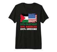 50% Half Palestinian American 100% Awesome Palestine Flag Maglietta Premium