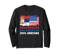 50% Half Serbian Half American 100% Awesome Serbia Flag Maglia a Manica