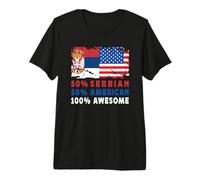 50% Half Serbian Half American 100% Awesome Serbia Flag Maglietta Premium
