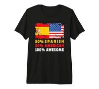 50% Half Spanish Half American 100% Awesome Spain Flag Maglietta Premium