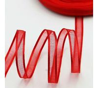 (50 iarde/rotolo) Nastri in organza a lato largo da 10 mm di larghezza, decorazioni per confezioni fai da te fatte a mano, nastro rosso, 50 iarde