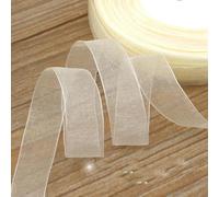 (50 iarde/rotolo) Nastro di organza per confezioni regalo, decorazioni natalizie, nastri di seta, tessuto di pizzo 12/15/20/25/40/50 mm - Beige - 25 mm