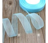 (50 iarde/rotolo) Nastro in organza per confezioni regalo, decorazioni natalizie, nastri di seta, tessuto in pizzo, 12/15/20/25/40/50 mm - AZZURRO CHIARO - 12 mm